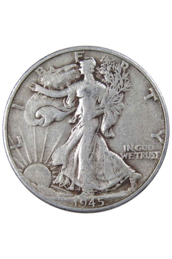 1945 D Liberty Walking Half Dollar F Fine 90% Silver 50c US Coin Collectible