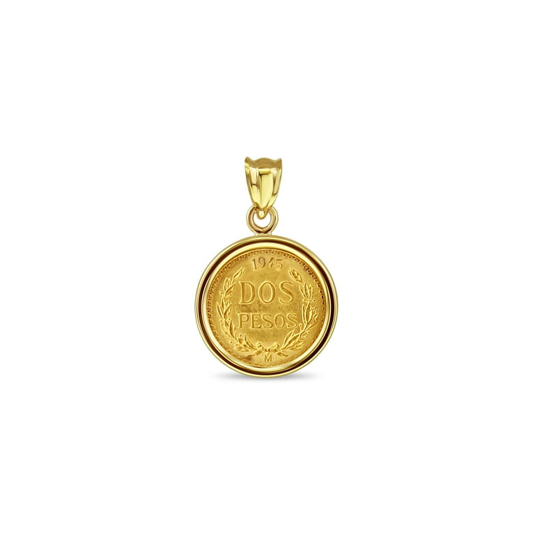 1945 Dos Pesos Gold Coin Pendant with Polished Bezel