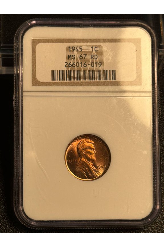 1945 Lincoln Wheat Cent NGC MS-67 RD PQ TONED