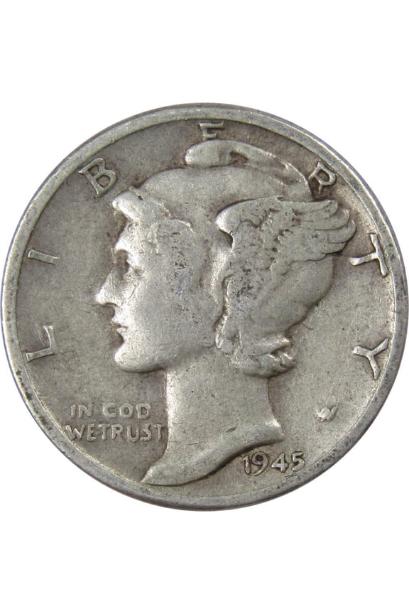 1945 Mercury Dime VG Very Good 90% Silver 10c US Coin Collectible