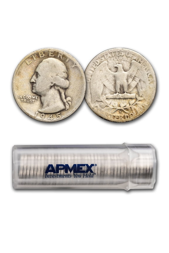 1945-S Washington Quarter 40-Coin Roll Avg Circ