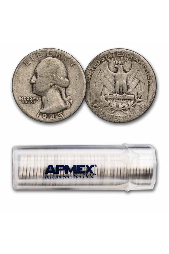 1945 Washington Quarter 40-Coin Roll Avg Circ