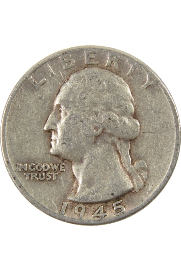 1945 Washington Quarter F Fine Silver 25c Coin