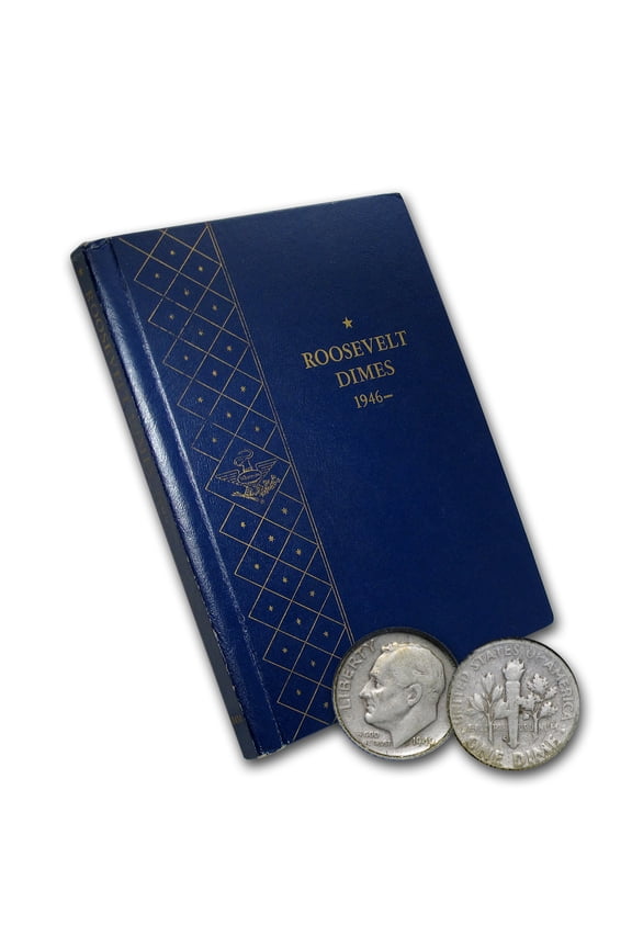1946-1964 Roosevelt Dime Set (48 Coins, Whitman Album) Avg Circ