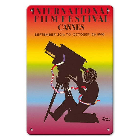 1946 International Film Festival of Cannes - Vintage Film Movie Poster by Paul Colin - 8 x 12 inch Vintage Metal Tin Sign