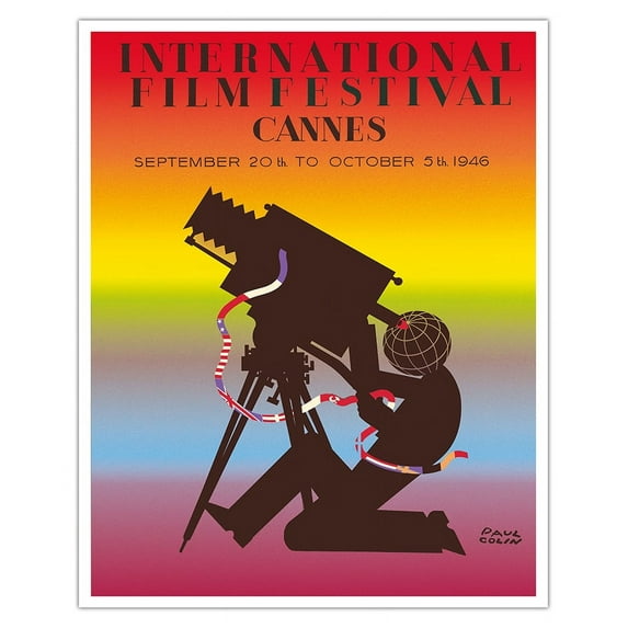 1946 International Film Festival of Cannes - Vintage Film Movie Poster by Paul Colin - Fine Art Matte Paper Print (Unframed) 16x20in