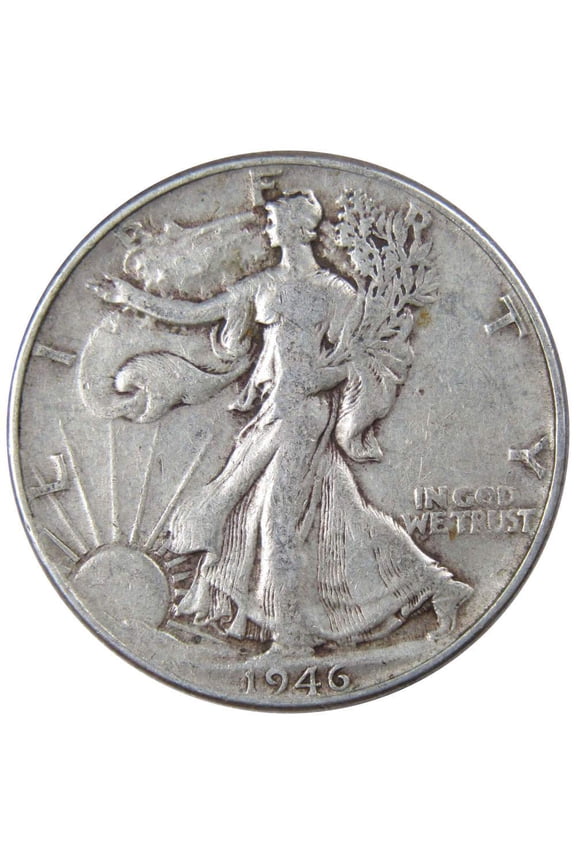 1946 Liberty Walking Half Dollar F Fine 90% Silver 50c US Coin Collectible