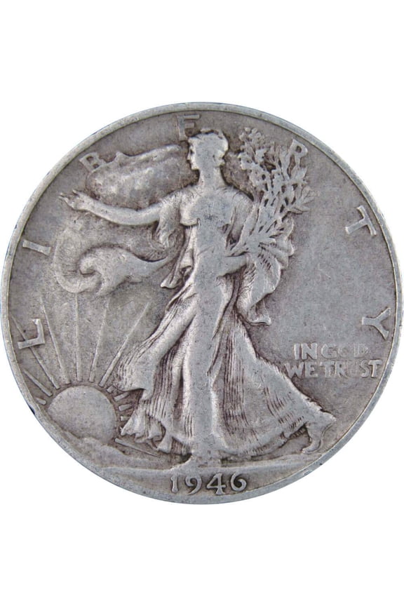 1946 S Liberty Walking Half Dollar F Fine 90% Silver 50c US Coin Collectible