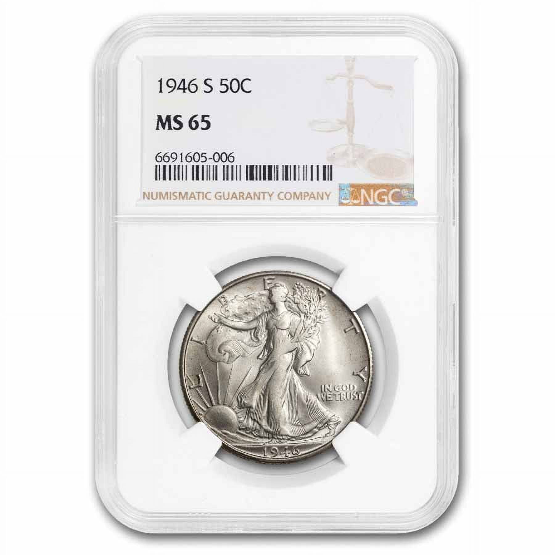 1946-S Walking Liberty Half Dollar MS-65 NGC - Walmart.com