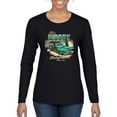 thumbnail image 1 of 1946 Vintage Ford Woody Chasing Waves Cars and Trucks Womens Graphic Long Sleeve T-Shirt, Black, Small, 1 of 3