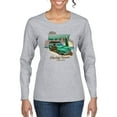 thumbnail image 1 of 1946 Vintage Ford Woody Chasing Waves Cars and Trucks Womens Graphic Long Sleeve T-Shirt, Heather Grey, Small, 1 of 3
