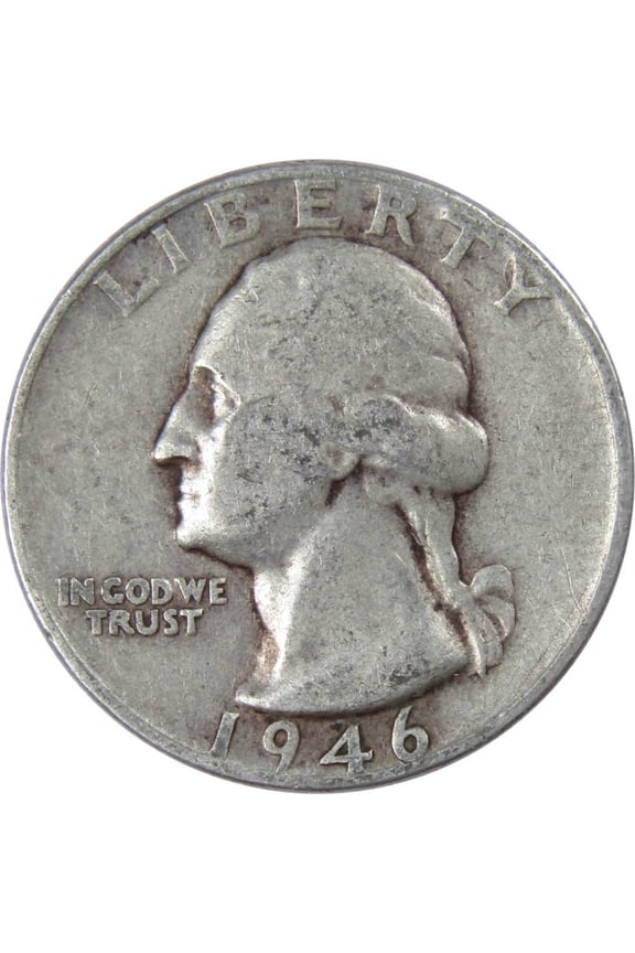1946 Washington Quarter F Fine 90% Silver 25c US Coin Collectible