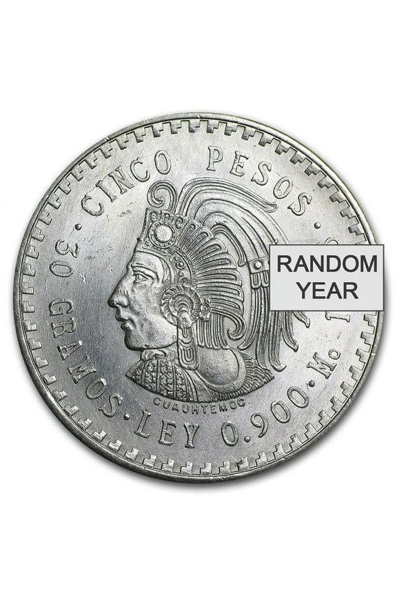 1947-1948 Mexico Silver 5 Pesos Cuauhtemoc XF/AU