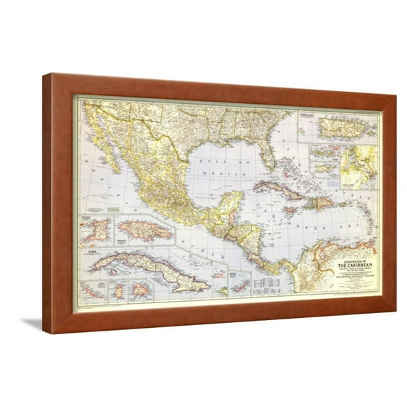 1947 Countries of the Caribbean Map Framed Print Wall Art By National Geographic Maps