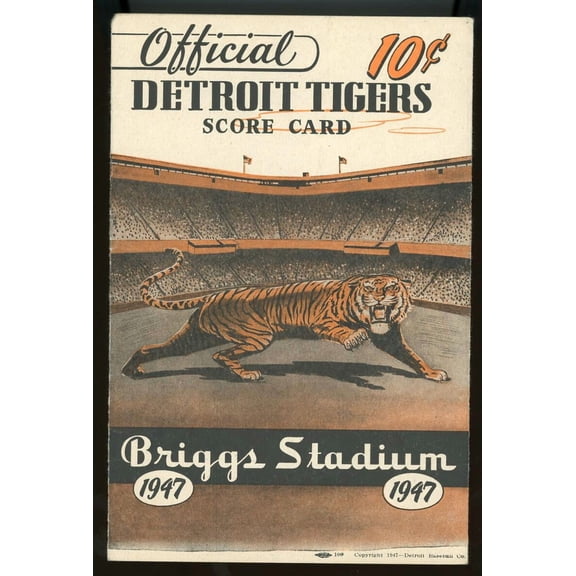 1947 Detroit Tigers vs St. Louis Cardinals Baseball Score Card