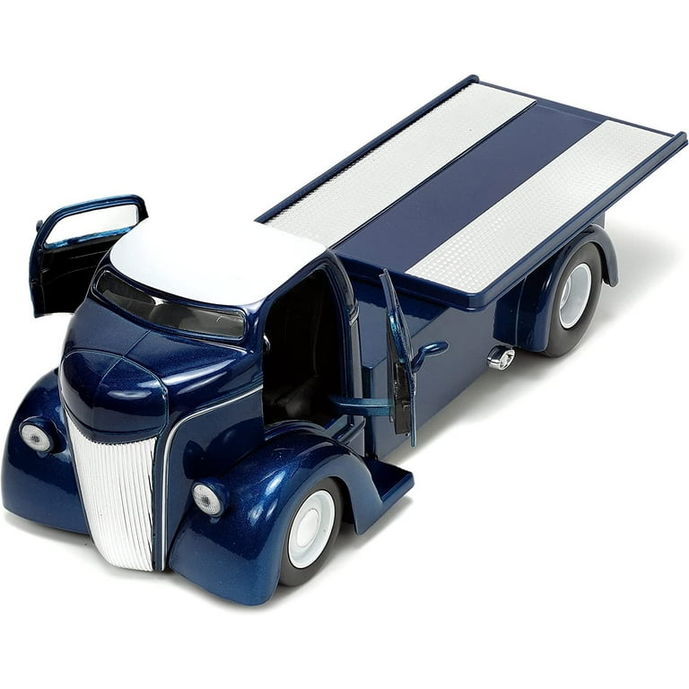 1947 Ford COE Flatbed Truck Dark Blue Metallic with White Top 