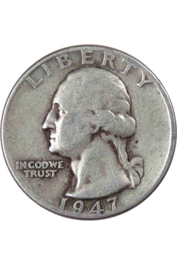 1947 Washington Quarter VG Very Good 90% Silver 25c US Coin Collectible