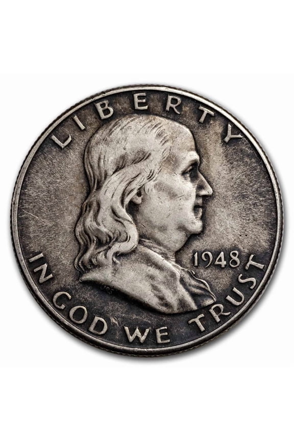 1948-D Franklin Half Dollar 20-Coin Roll Avg Circ