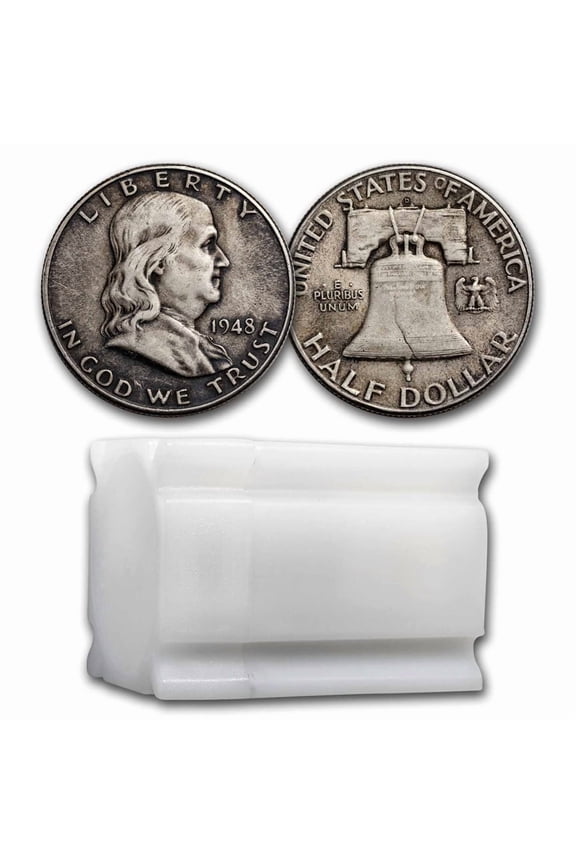 1948-D Franklin Half Dollar 20-Coin Roll Avg Circ