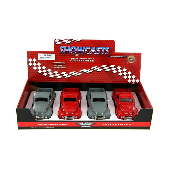 1948 Ford F-1 Pickup Truck, Blue & Red - Showcasts 37935 - 1/24 Scale Set of 4 Diecast Model Cars