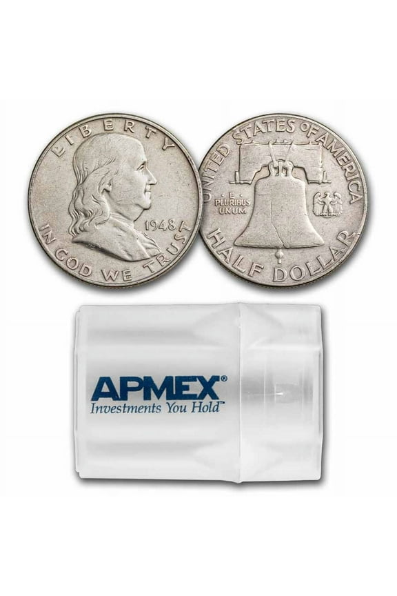 1948 Franklin Half Dollar 20-Coin Roll Avg Circ