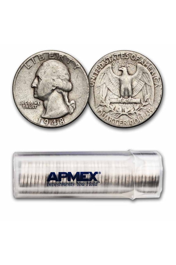 1948 Washington Quarter 40-Coin Roll Avg Circ