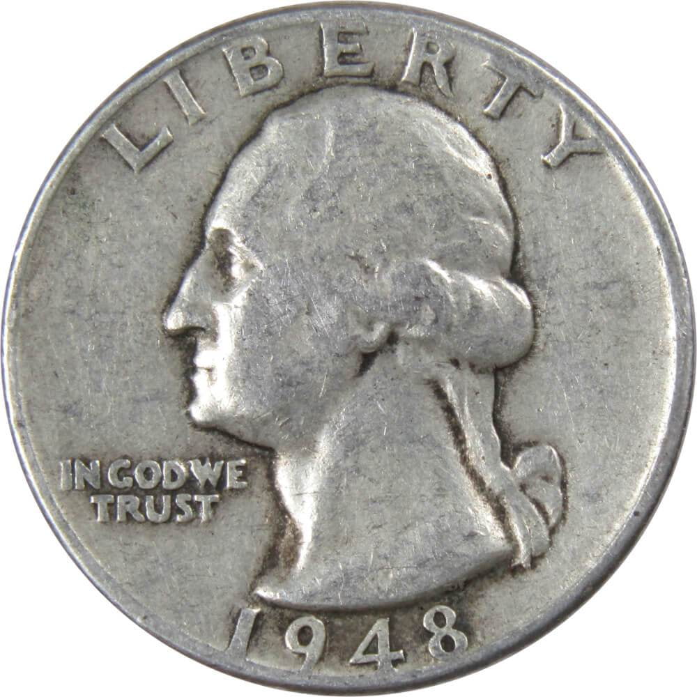 U.S. MINT 1948 Washington Quarter VF Very Fine 90% Silver 25c US Coin Collectible