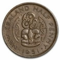 thumbnail image 1 of 1949-1952 New Zealand 1/2 Penny Hei Tiki George VI BU (Brown), 1 of 2