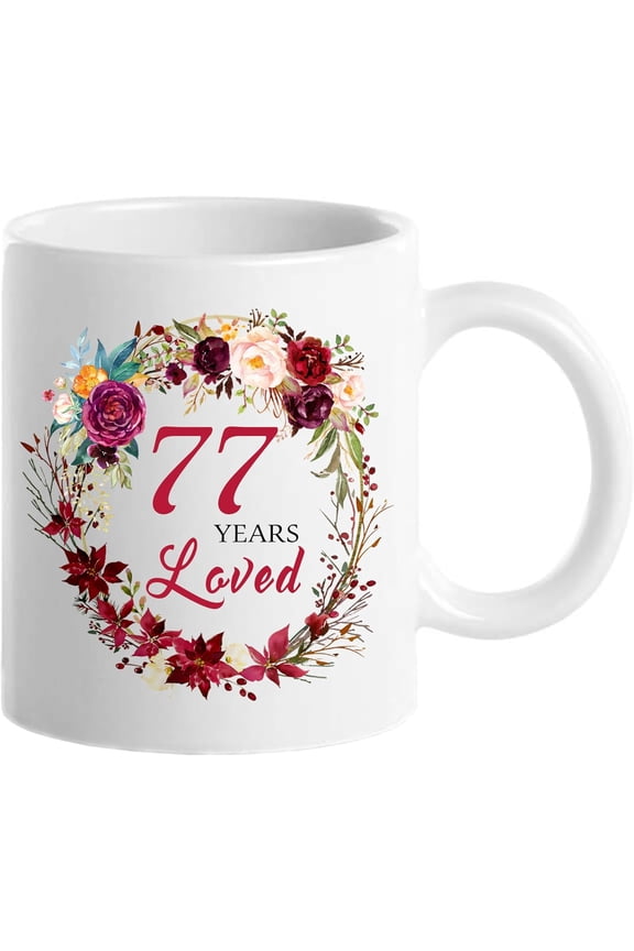 1949 77th Birthday Gifts for Women, Birthday Gifts for Women Turning 77 years old, 77th Bday Gifts Ideas, Mothers Day Christmas Gifts for Mom, Grandma, Aunt, Wife, Sister, 77 Years Loved Mug