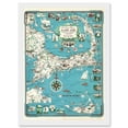 thumbnail image 1 of 1949 Cape Cod Nantucket Massachusetts Pictorial Map Chase A4 Artwork Framed Wall Art Print, 1 of 4