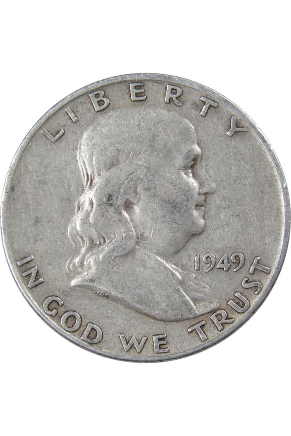 1949 D Franklin Half Dollar F Fine 90% Silver 50c US Coin Collectible