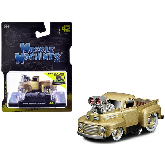 1949 Ford F1 Pickup Truck Gold Metallic 1/64 Diecast Model Car by Muscle Machines