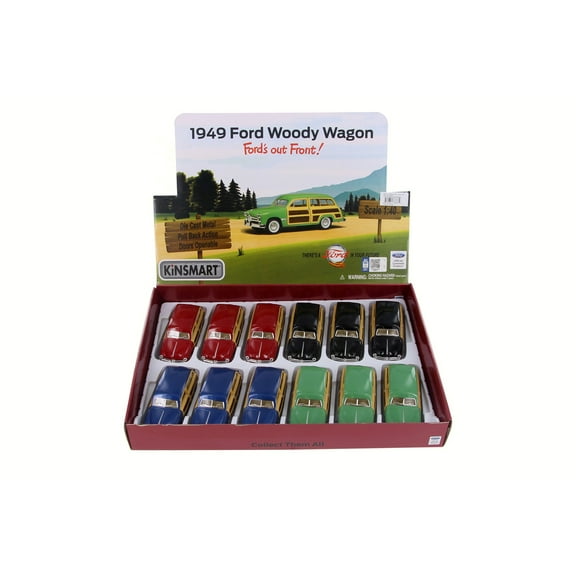 1949 Ford Woody Wagon Diecast Car Package - Box of 12 1/40 Scale Diecast Model Cars, Assorted Colors