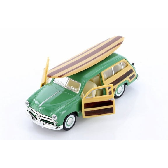 1949 Ford Woody Wagon with Surfboard Hardtop, Green - Kinsmart 5402DS1 - 1/40 scale Diecast Model Toy Car (Brand New but NO BOX)