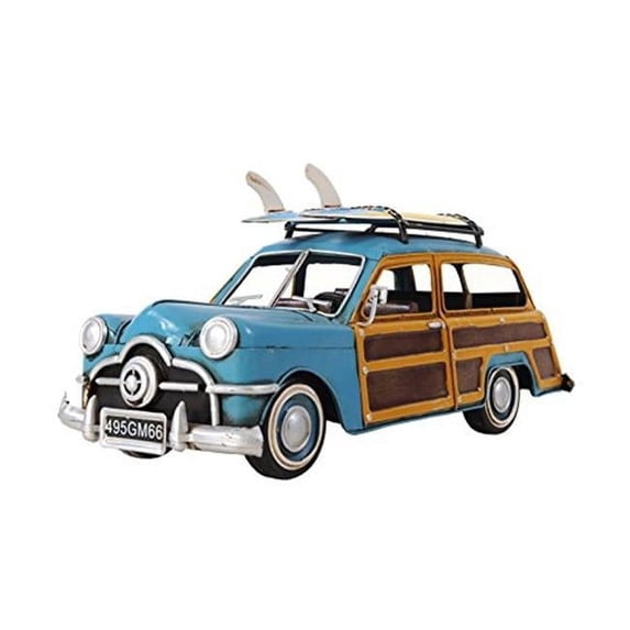 1949 Green Ford Wagon Car with Two Surfboards Model Airplane