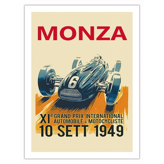 1949 Monza Grand Prix - Vintage Car Racing Poster - Bamboo Fine Art 290gsm Paper Print (Unframed) 24x32in