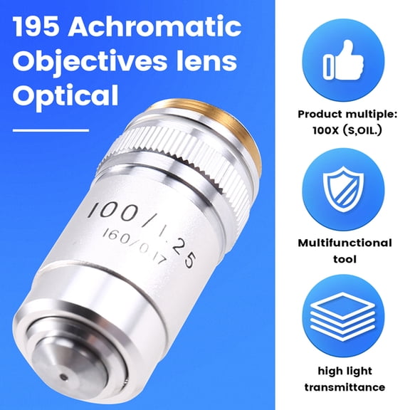 195 Achromatic Objectives Lens Optical 100x 195MM Conjugate Distance Biological Microscope Objective Lens