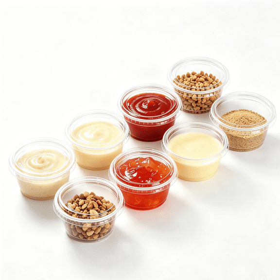 195 Count 3.25 oz Jello Shot Cups with Lids, Clear Plastic Portion Containers, Condiment Cups for Sauces, Dressings and Samples, Durable Stackable and Leak Resistant