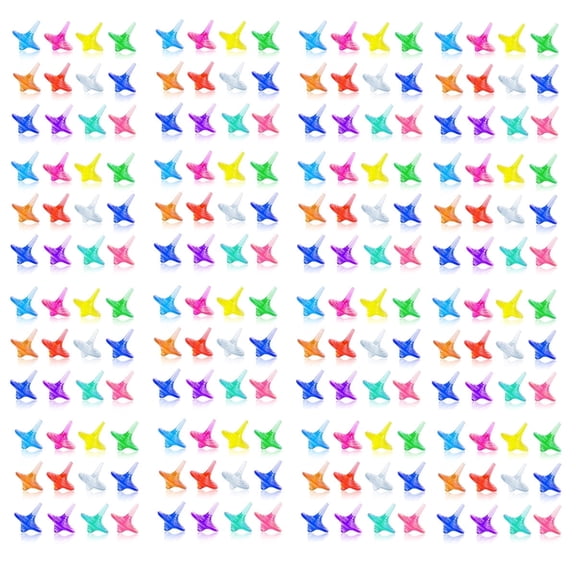 195 PCS Mini Size  Children’s Acrylic Spinning Tops Gems Toys , Colorful Durable Shiny Crystal Small Tops for Family/Party/School/Kindergarten Game/Reword/Gift/Education