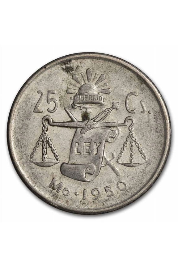 1950-1953 Mexico Billon 25 Centavos Avg Circ