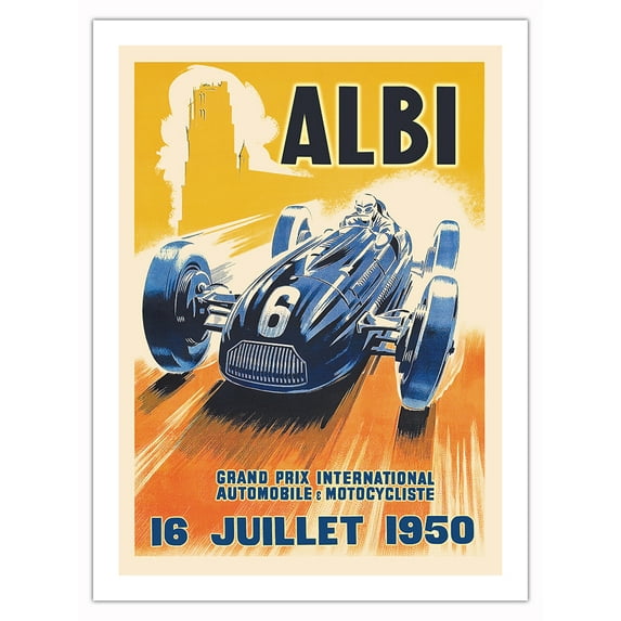 1950 Albi Grand Prix International - Vintage Car Racing Poster by Andre Bermond - Fine Art Matte Paper Print (Unframed) 24x32in
