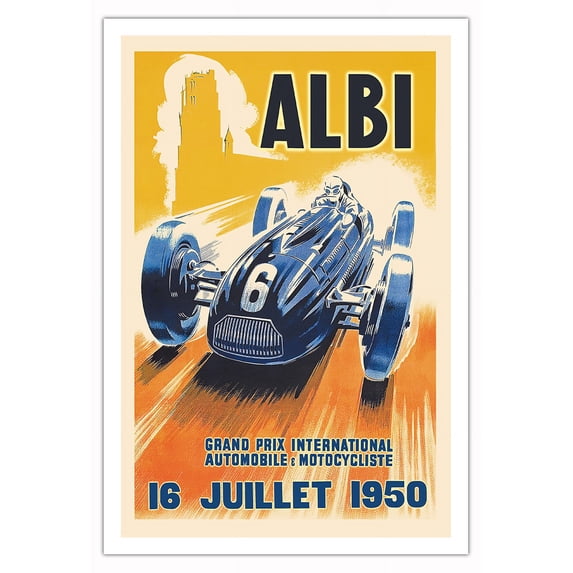 1950 Albi Grand Prix International - Vintage Car Racing Poster by Andre Bermond - Fine Art Matte Paper Print (Unframed) 30x44in