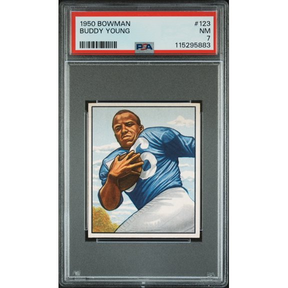 1950 Bowman Buddy Young #123 PSA 7 Trading Card HOF Short Print Low Pop New York Black Yankees