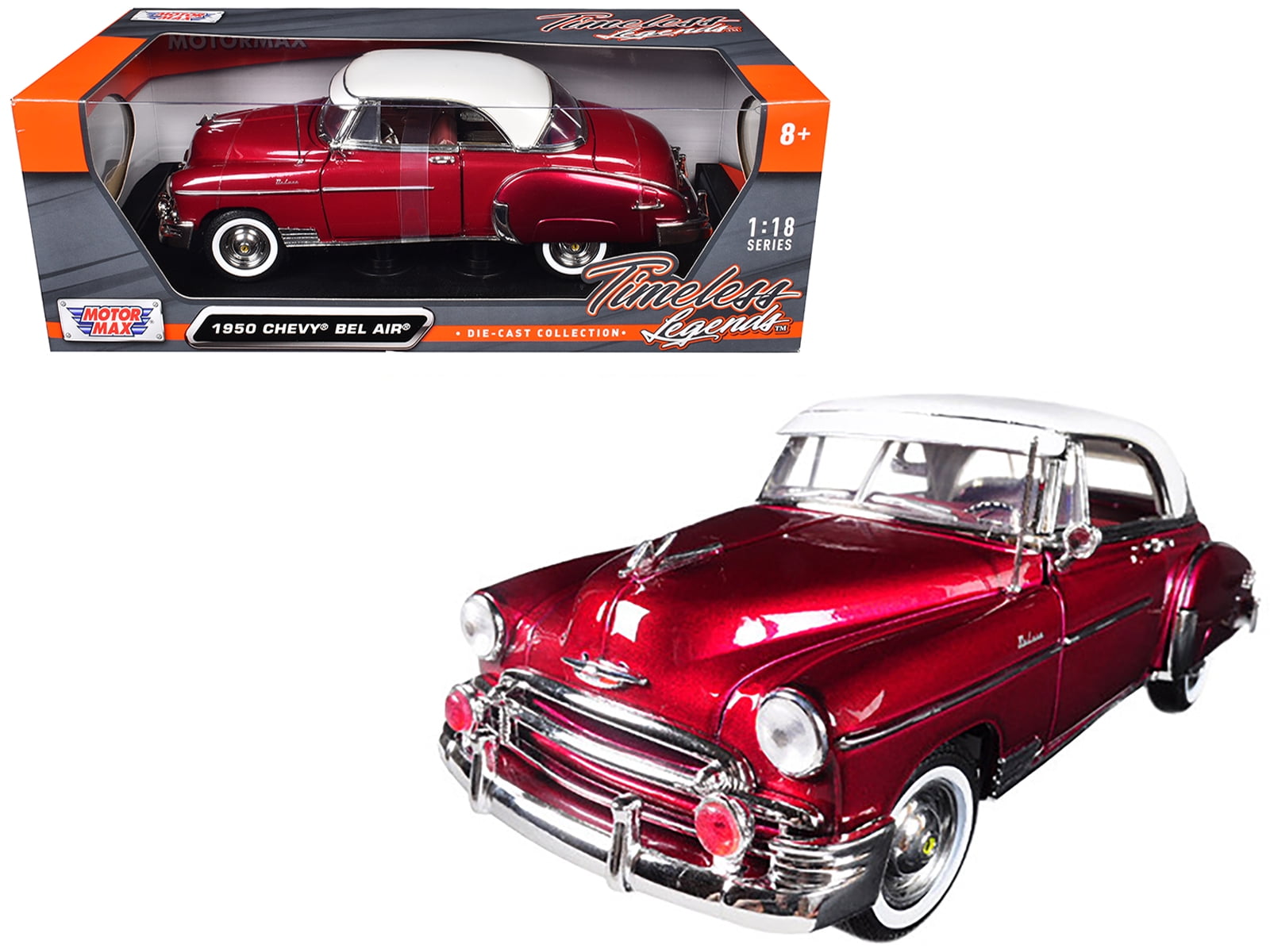 Motormax Collectible 1950 Chevrolet Bel Air, Burgundy with White