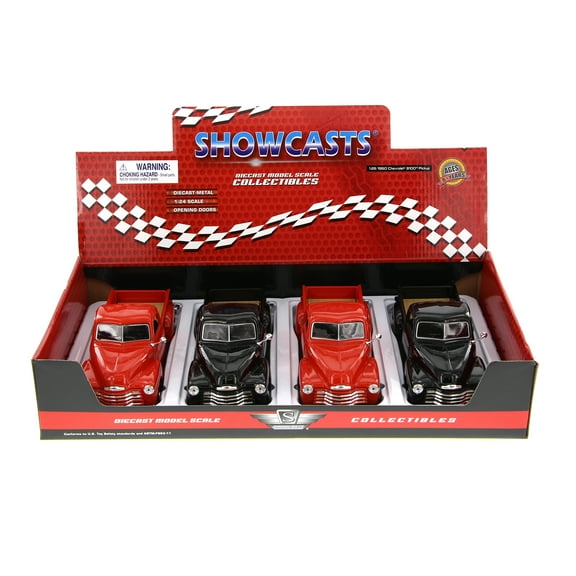 1950 Chevy 3100 Pickup Truck, Red & Black, Showcasts 37952 - 1/24 Scale Set of 4 Diecast Model Cars