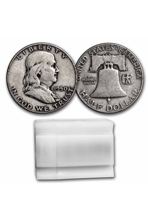 1950-D Franklin Half Dollar 20-Coin Roll Avg Circ
