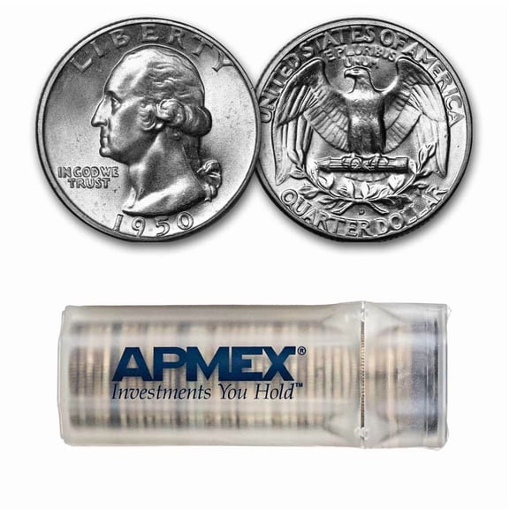 1950-D Washington Quarter 40-Coin Roll Avg Circ