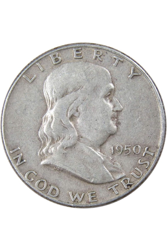 1950 Franklin Half Dollar F Fine 90% Silver 50c US Coin Collectible