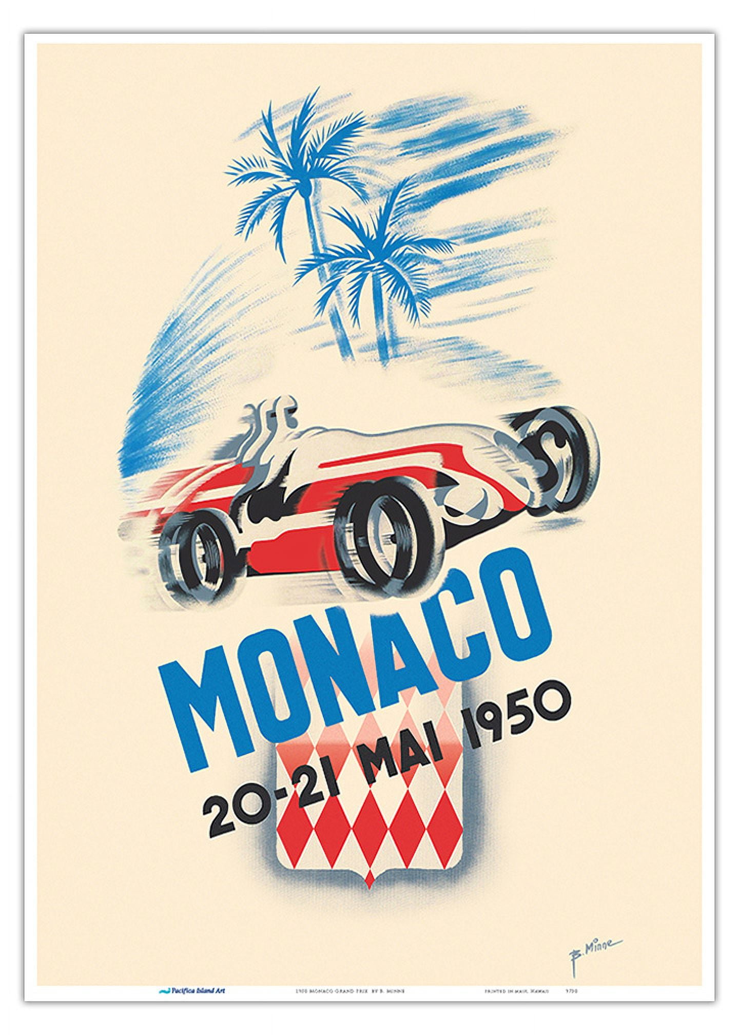 1950 Monaco Grand Prix - Vintage Car Racing Poster by B. Minne - Master ...