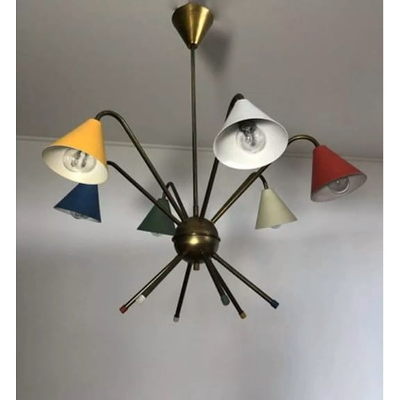 1950 s ATOMIC ITALIAN CEILING LIGHT CHANDELIER STILNOVO ARREDOLUCE MID CENTURY